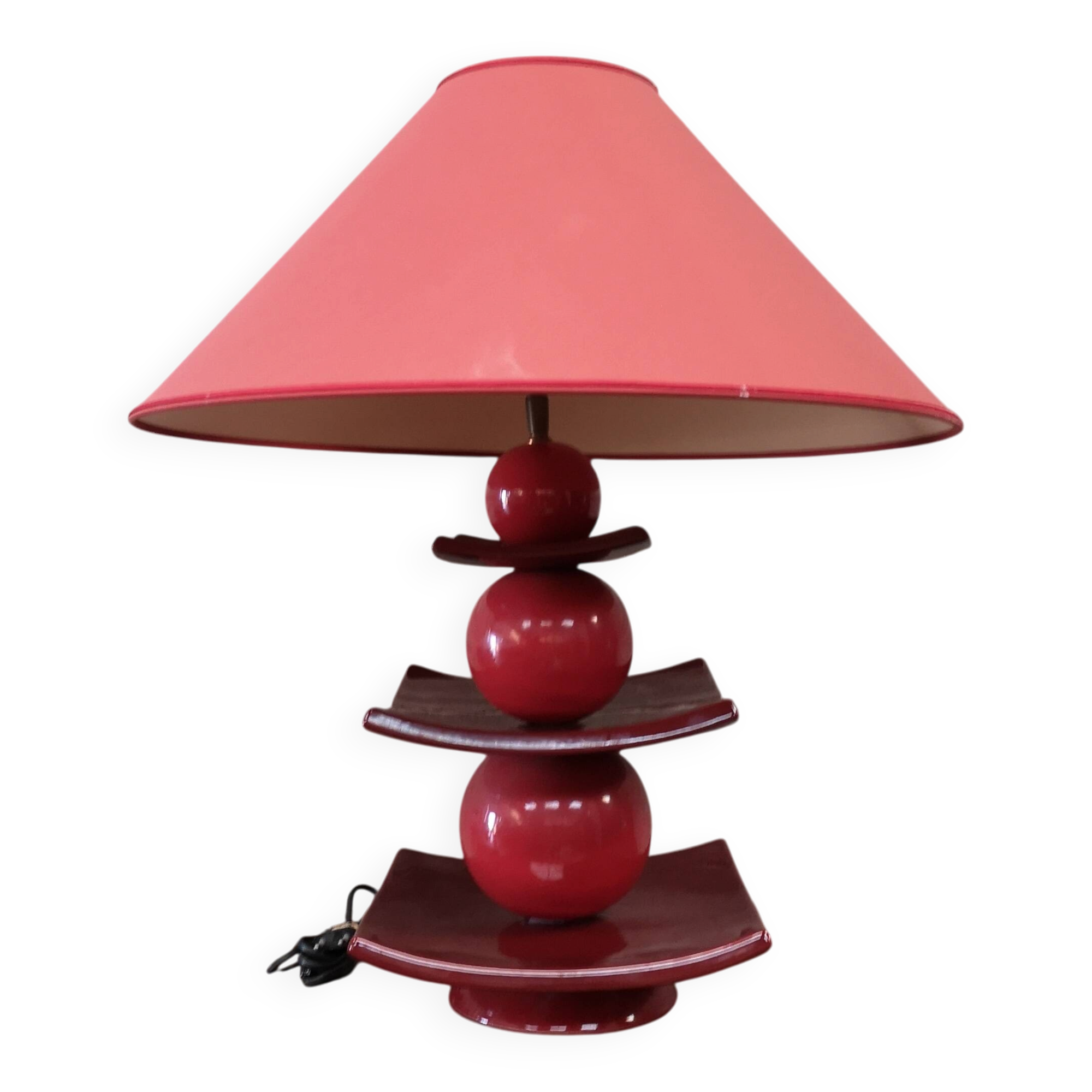 Lampe postmoderne Pagode XXL Drimmer en céramique rouge, 1980