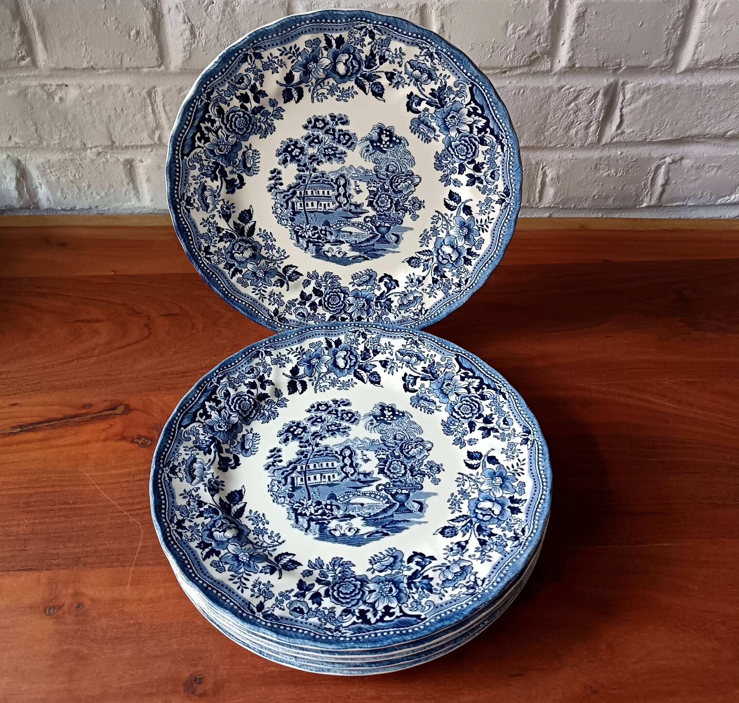 6 assiettes plates en céramique vintage, churchill royaume-uni