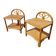 Pair of bedside tables in wood and woven straw - around 1960.