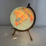 Vintage 1970s Taride tripod globe with gilded glass world map - 23 cm