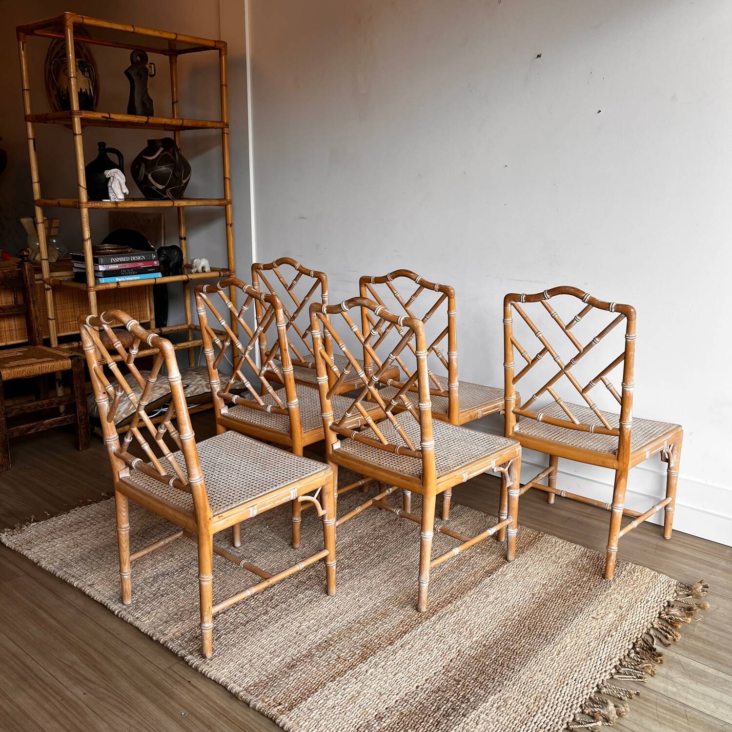 6 ‘Faux Bamboo’ dining chairs vintage