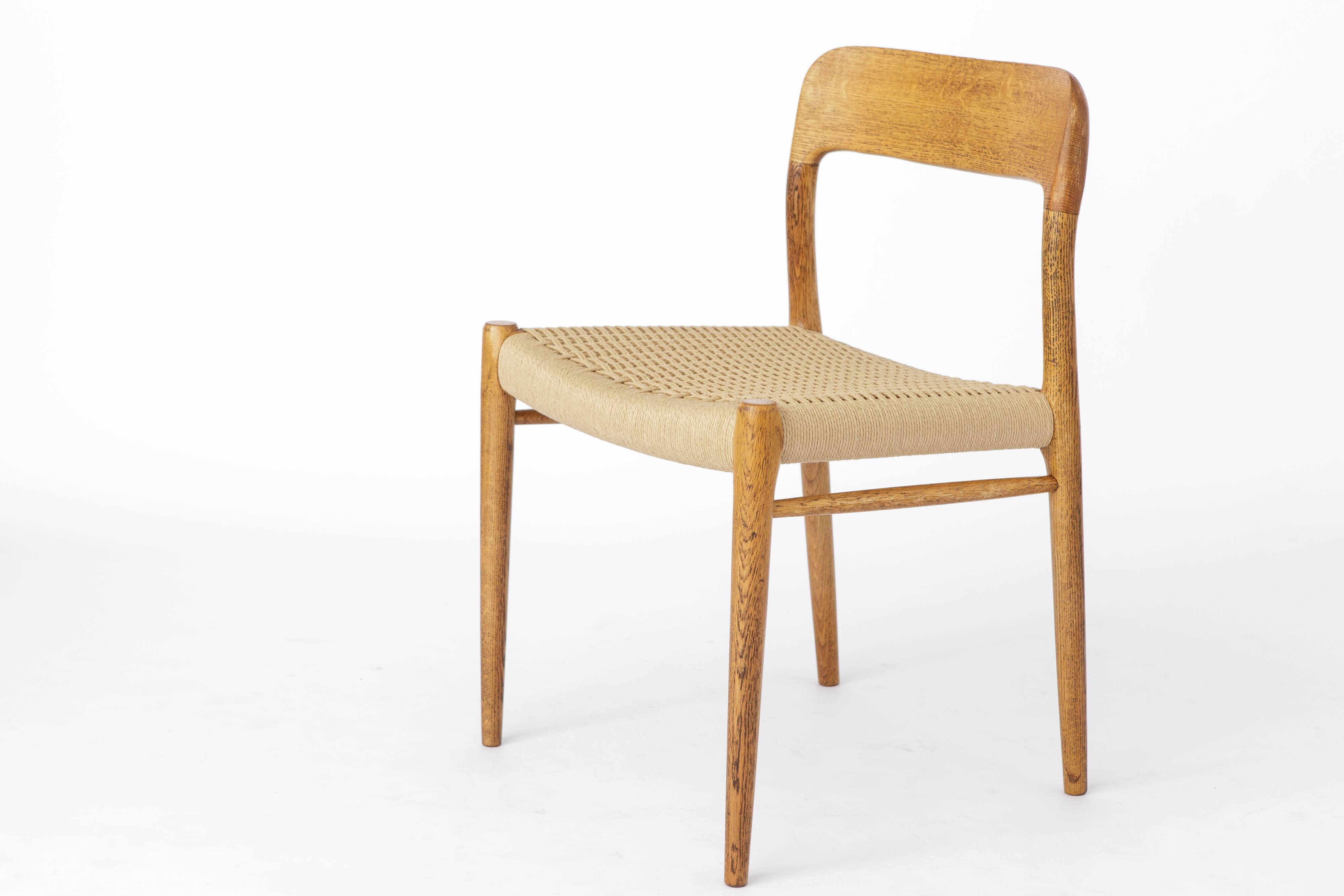 Niels Otto Møller Model 75 Oak Dining Chair, 1950s Danish Mid-Century Moder