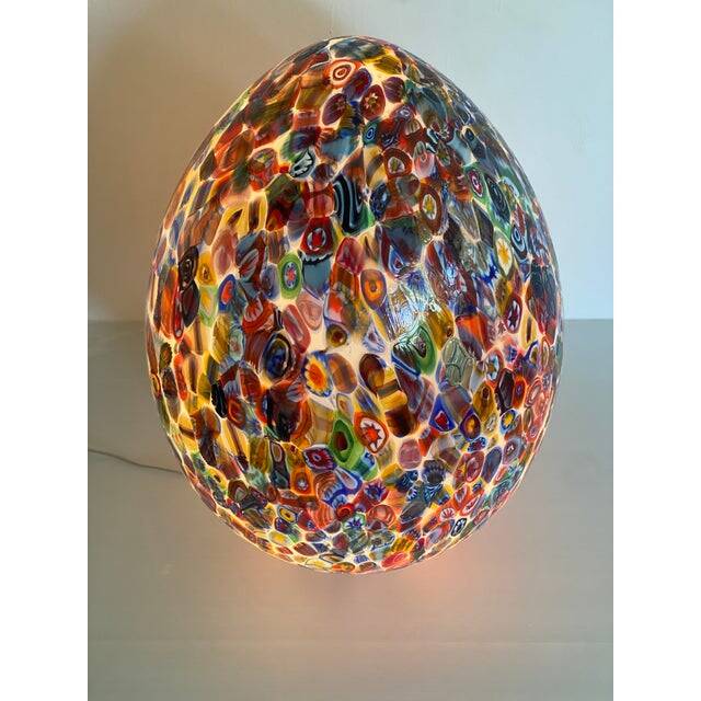 Contemporary Floral Multicolor Murano Style Glass Egg Table Lamp, lot of 2 or a pair of chandeliers