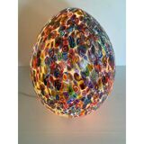 Lampe de table en verre de style oeuf de Murano multicolore floral contemporain, lot de 2 ou une paire de lustres