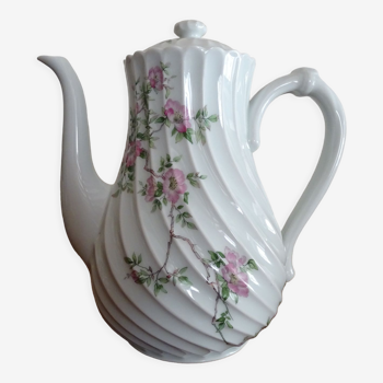 Théière chocolatière porcelaine Limoges Haviland - Sylvie roses - Tors