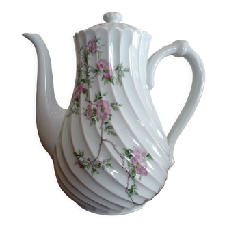 Théière chocolatière porcelaine Limoges Haviland - Sylvie roses - Tors
