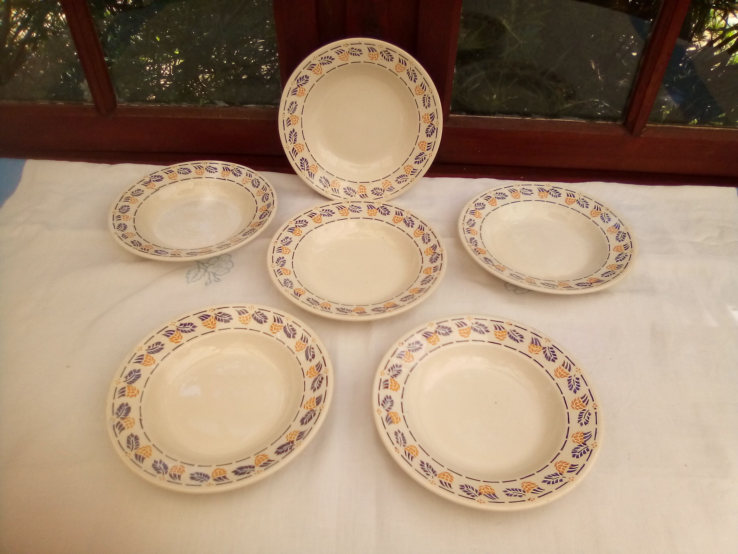 6 hollow plates Edith / New faience factory