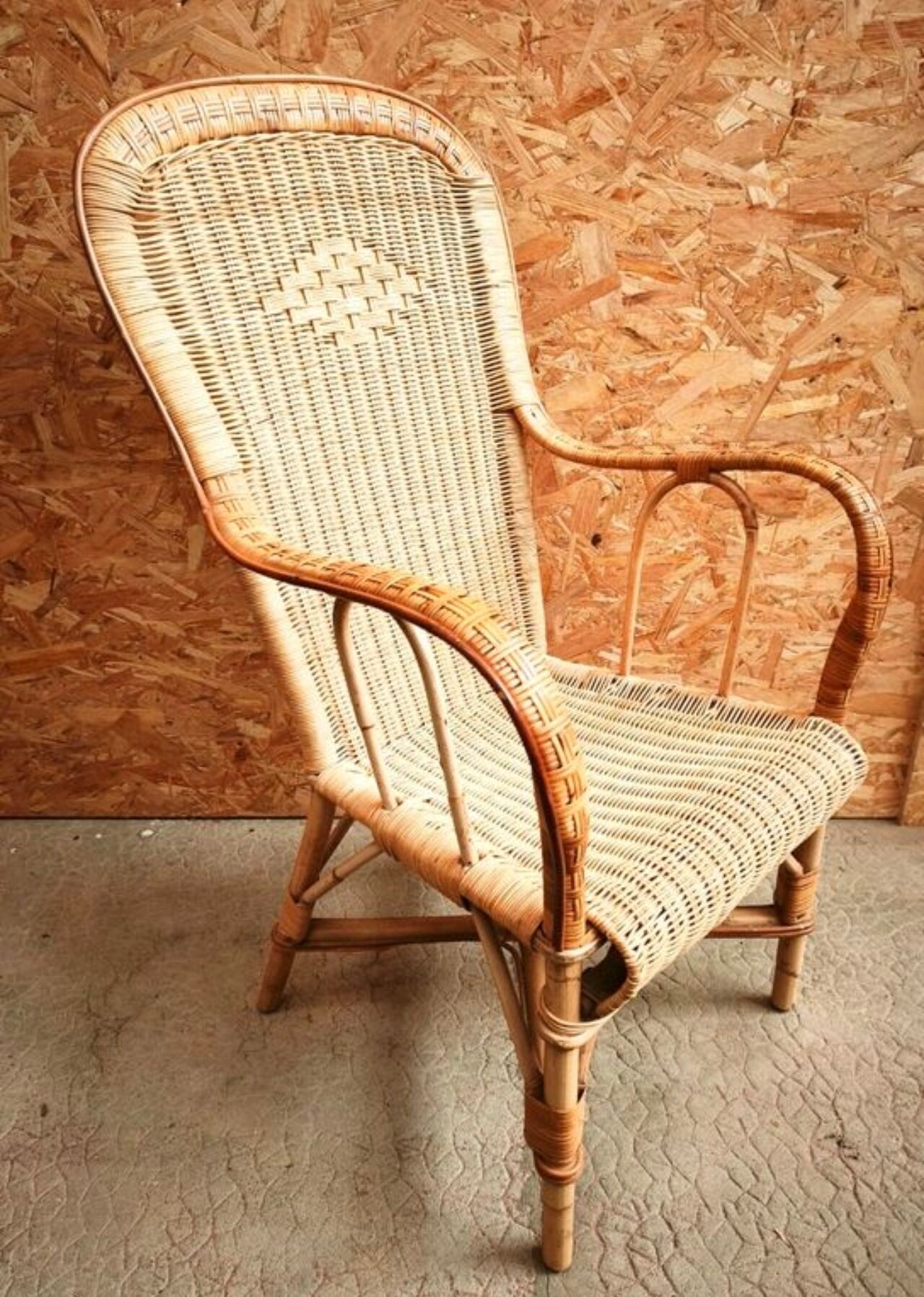 Vintage rattan wicker armchair for adults