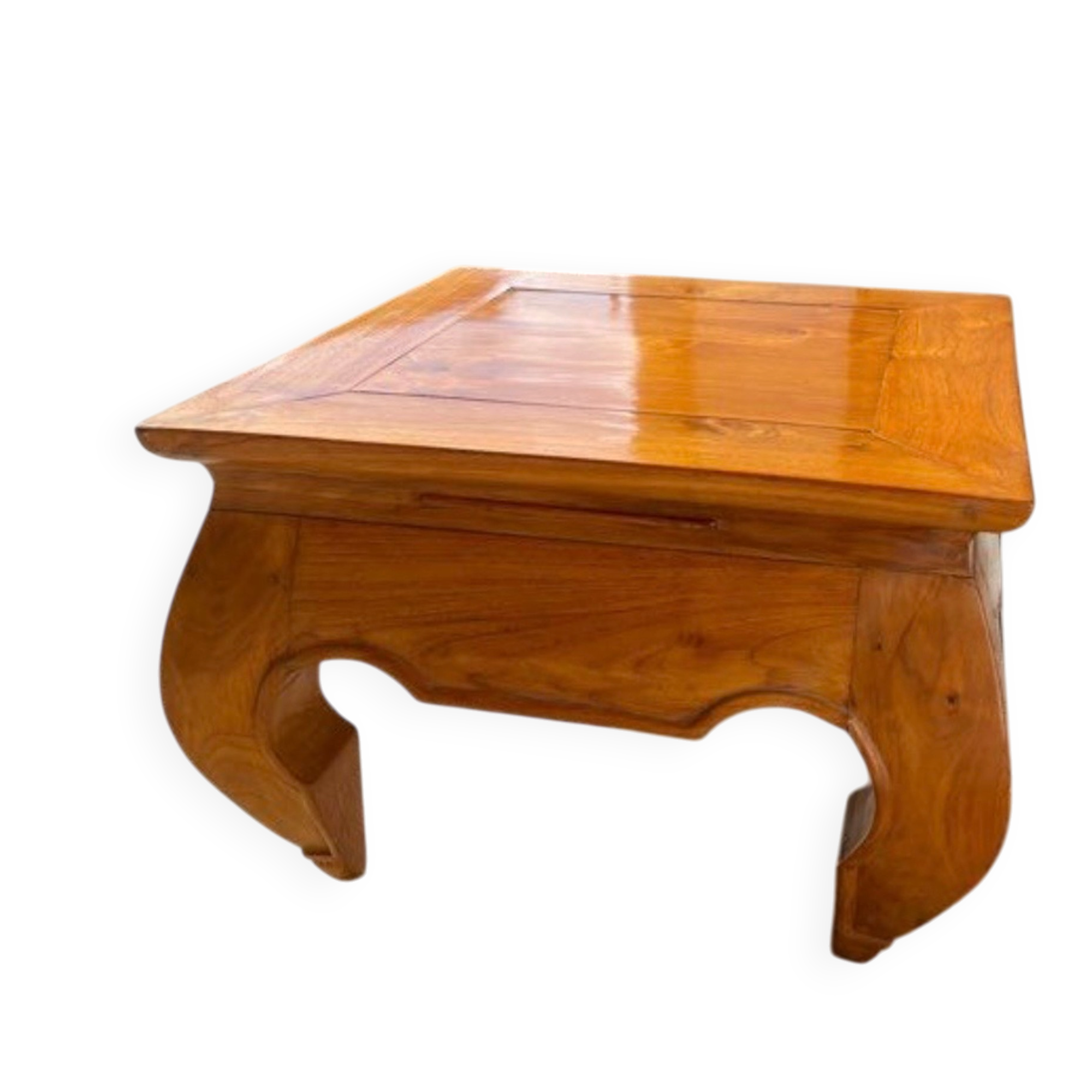 Small solid teak coffee table in opium style.