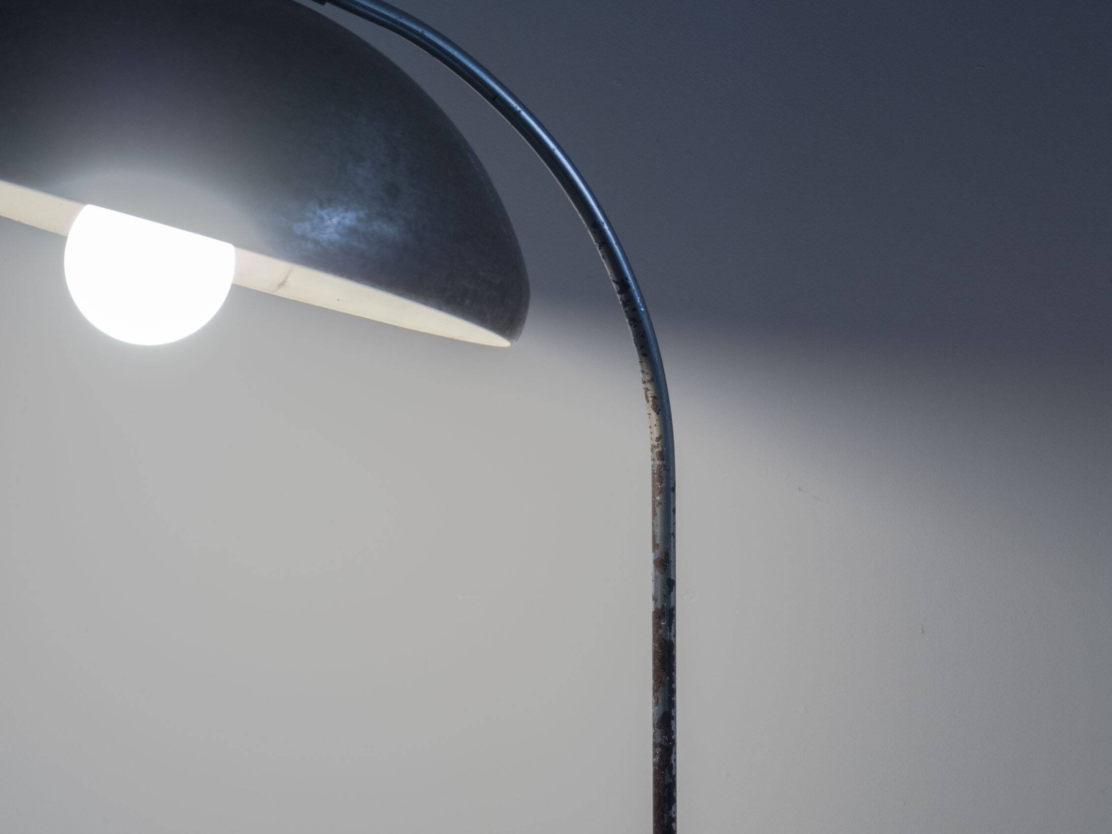 Vintage patinated aluminium and chrome desk lamp