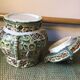 Stoneware pot with Asian decoration