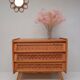 Vintage wood and rattan chest of drawers