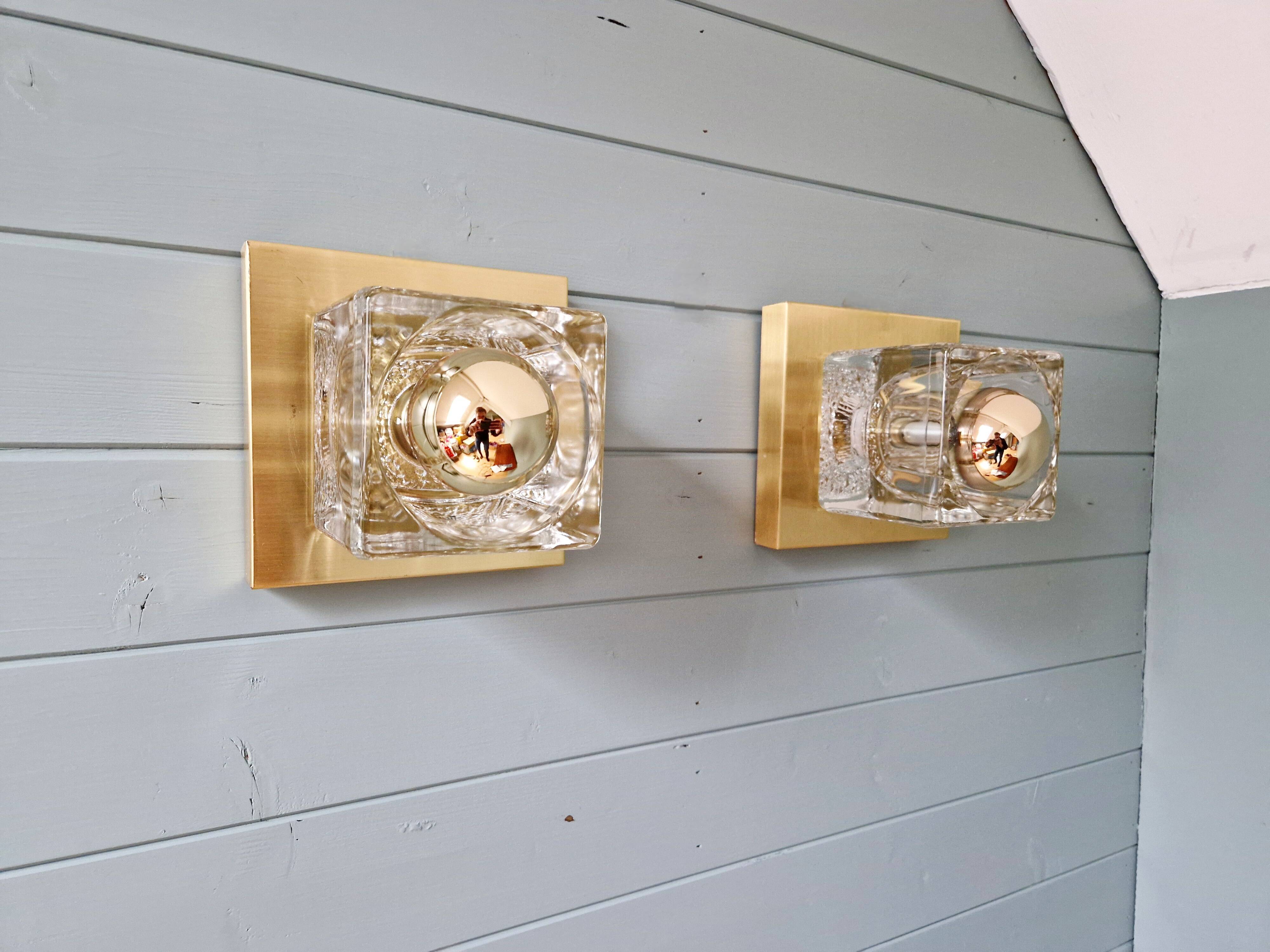 Paire d'appliques murales Ice Cube, Peill & Putzler, 1970