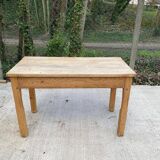 Renovated Parisian desk in raw solid wood with 2 drawers