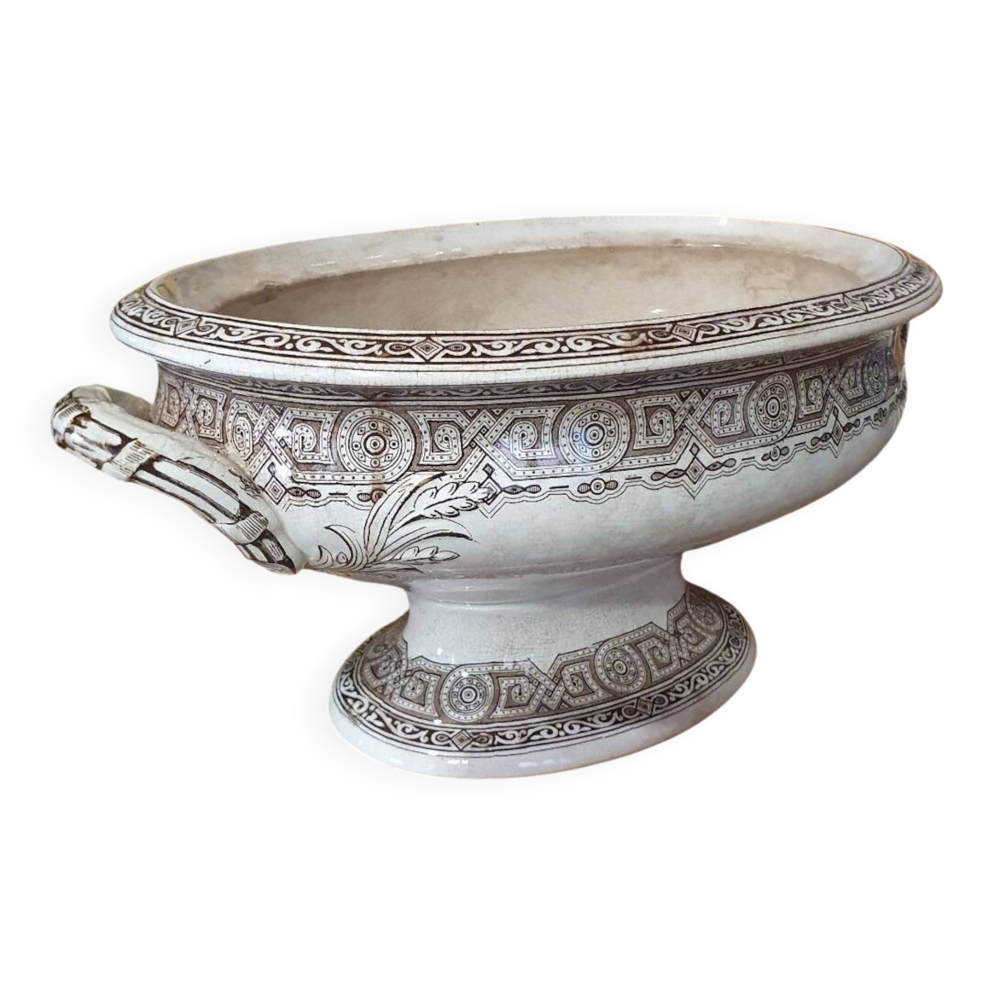 Antique English soup tureen on pedestal – Model "Clovis" – Late 19th century
