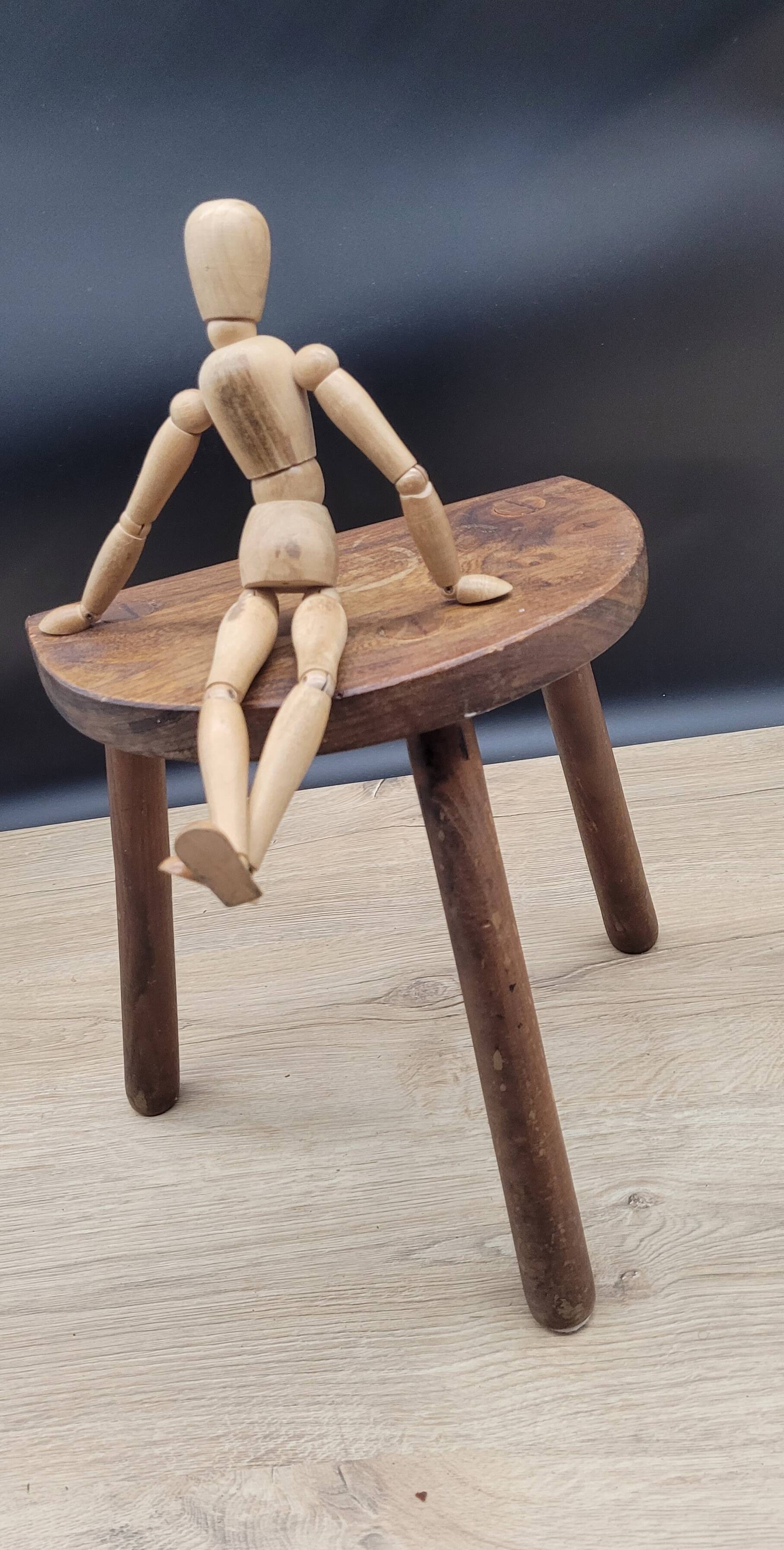 Cowhide half round tripod stool