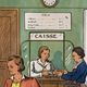 School poster 1960 framed double-sided n14bis The butcher charcutier- n 15 The garage