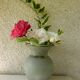Vase glass Granita, and clear glass, white/grey Pearl, vintage 1950.