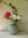 Vase glass Granita, and clear glass, white/grey Pearl, vintage 1950.