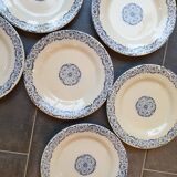 11 plates in opaque porcelain from Gien known as Terre de Fer