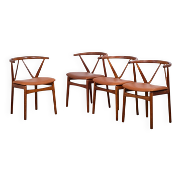 Chaises de salle à manger Model 255 par Henning Kjærnulf pour Bruno Hansen, Danemark, années 1960, ensemble de 4