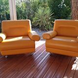 Pair of vintage leather armchairs 1970