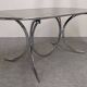 Oval dining table in chromed metal and smoked glass, Italy circa 1970