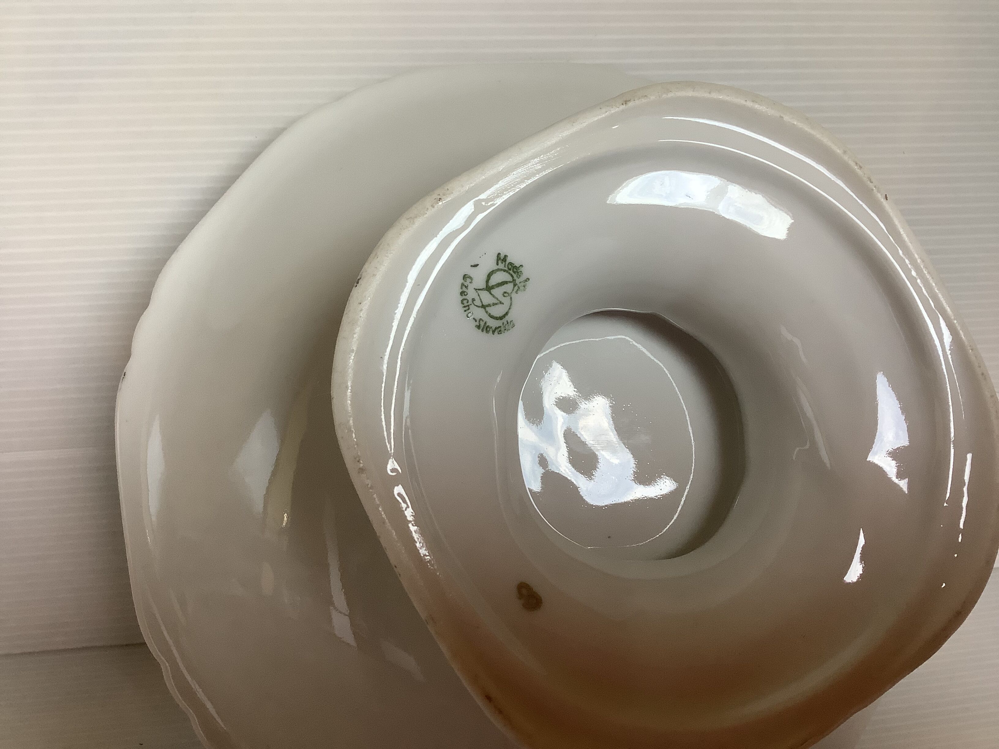 Old shower foot dish with silver border and forget-me-not flowers