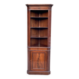Victorian open corner cabinet in solid wood and marquetry