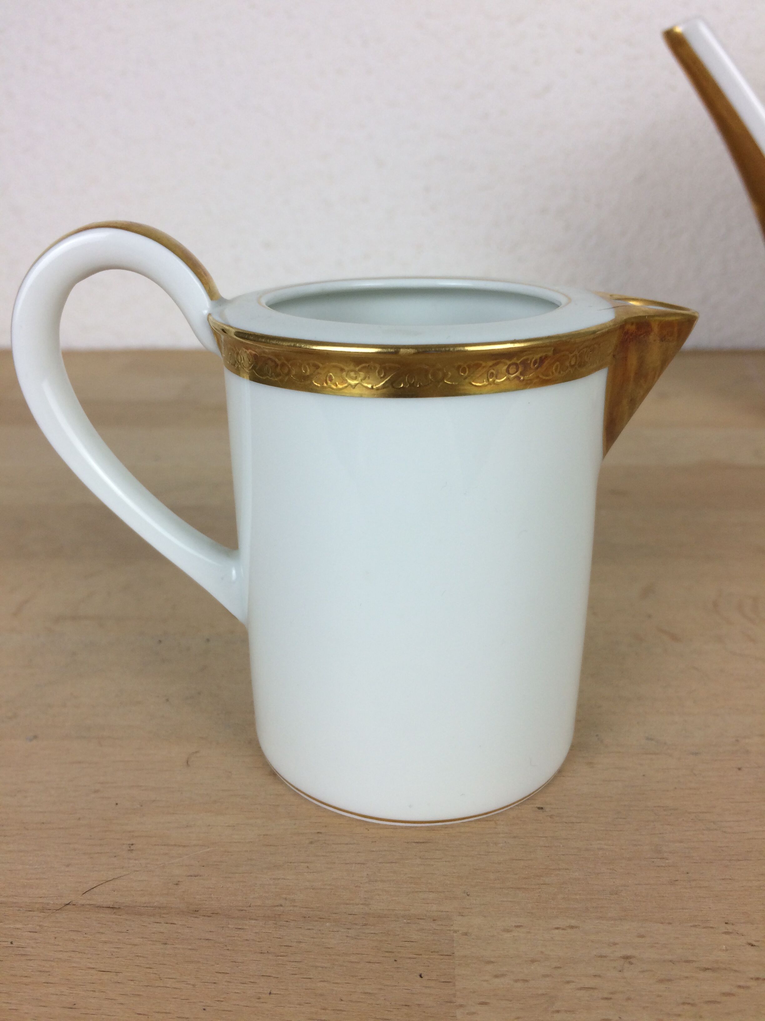 Porcelain tea set A. Vignaud Limoges and mocha spoons Christofle Alfénide