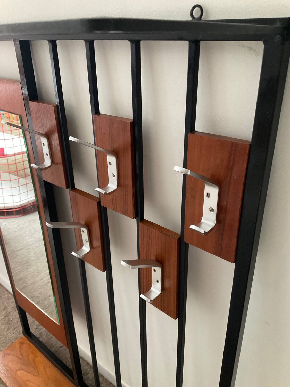Scandinavian wall-mounted locker from the 60s in teak