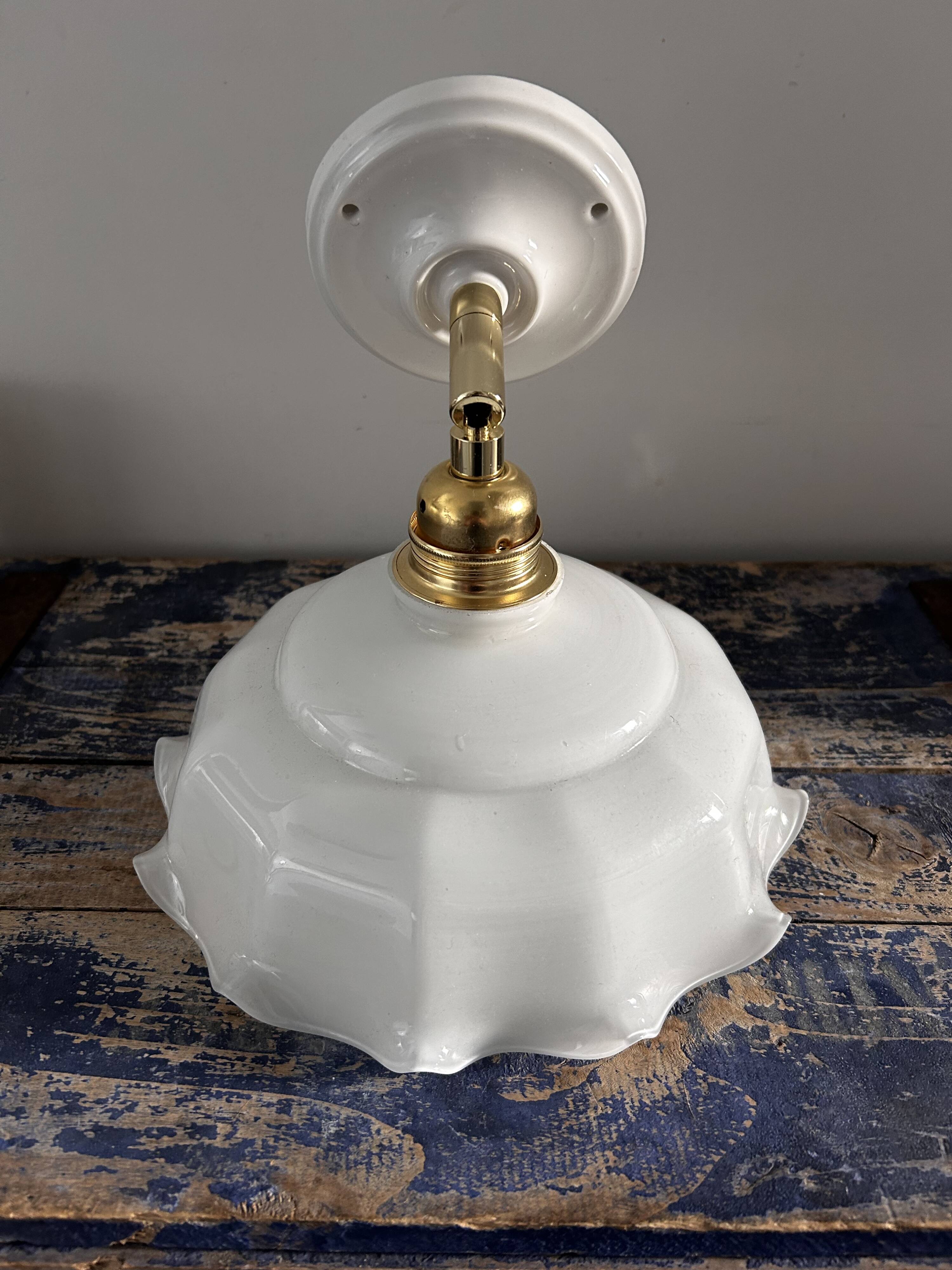 White opaline wall light