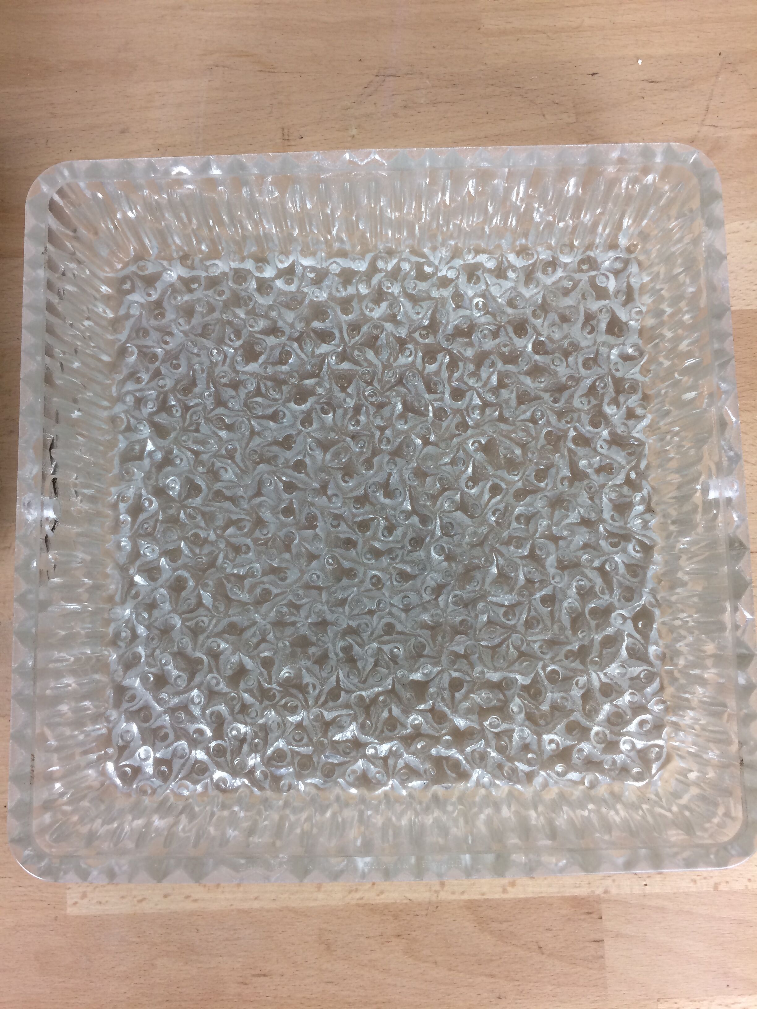 Holophane square wall lamp in chiseled glass, 60s