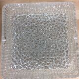 Holophane square wall lamp in chiseled glass, 60s
