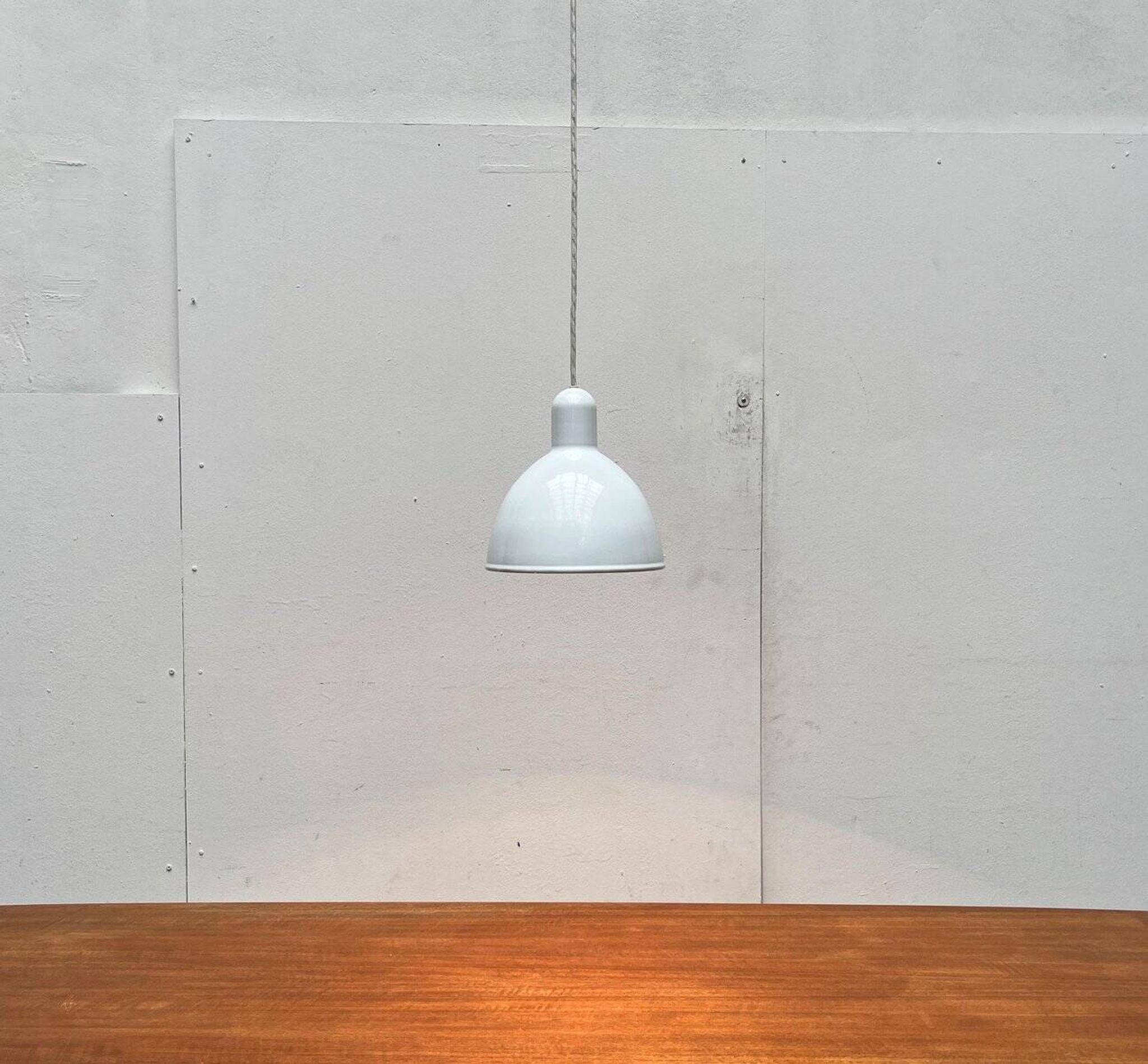 Vintage Danish enamelled pendant lamp model ES by Edgar Schlaefle for Louis Poulsen, 1980s.