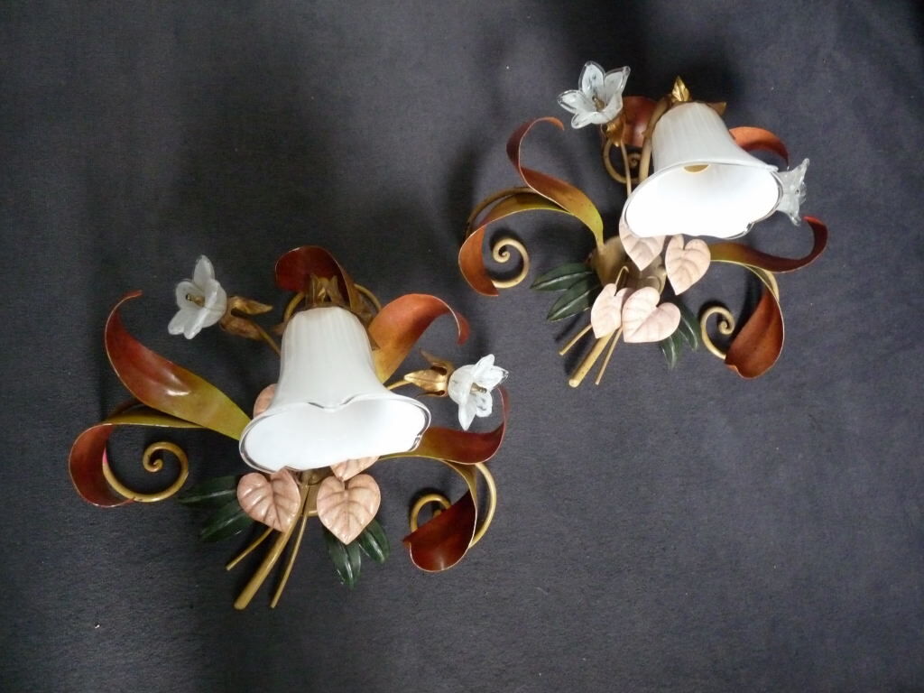 set Wall lamps Decor floral italy 36cm Paterno Franco