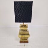 Paire de lampes de table de style Régence avec abat-jour noirs – Base en laiton et bois