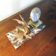 Perpetual calendar on marble base with marble patinated regulated decoration, 60s