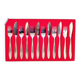 Service à poisson 12 pièces WMF inox avec coffret, années 60