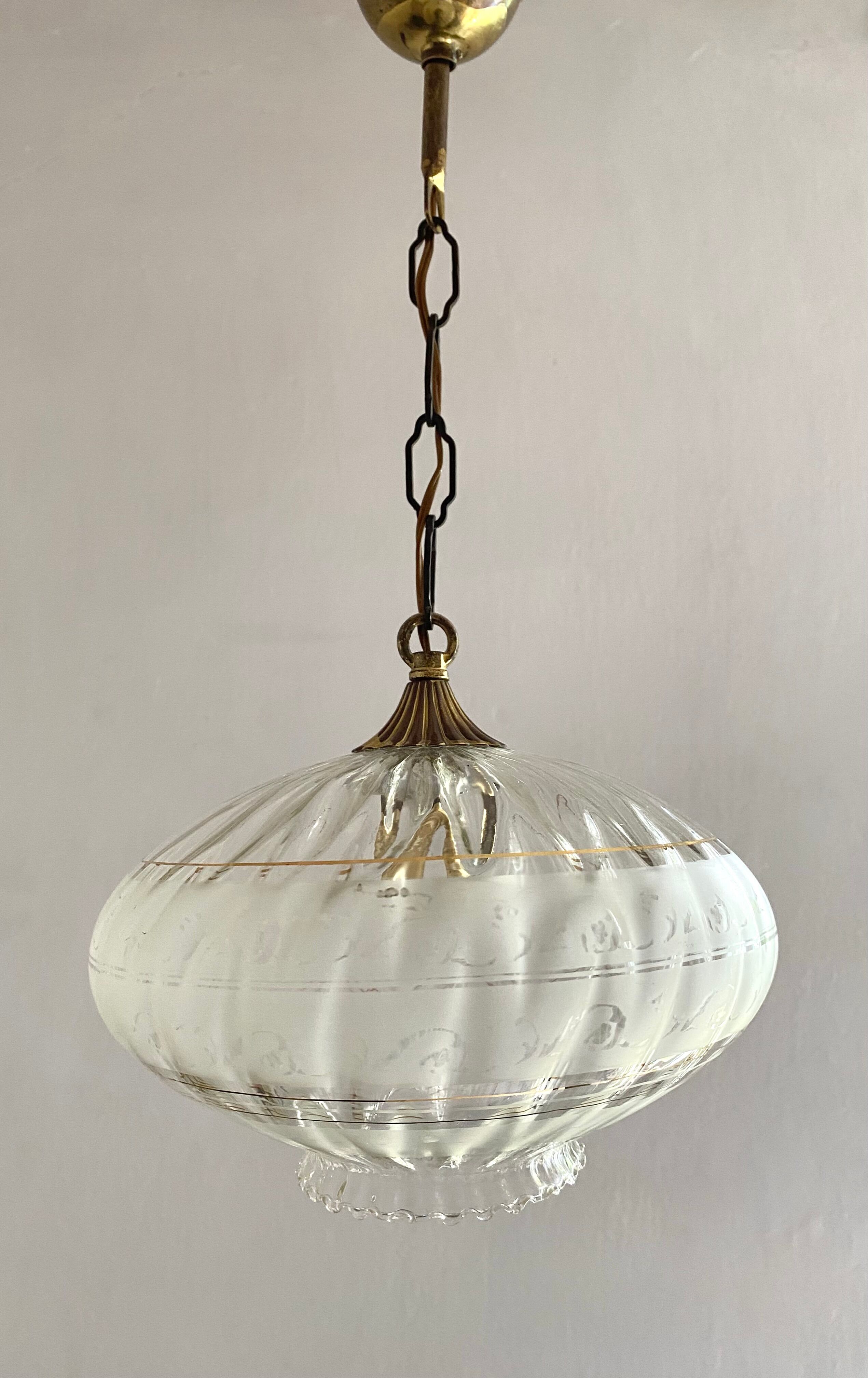 Suspension in glass and gilded metal 60s