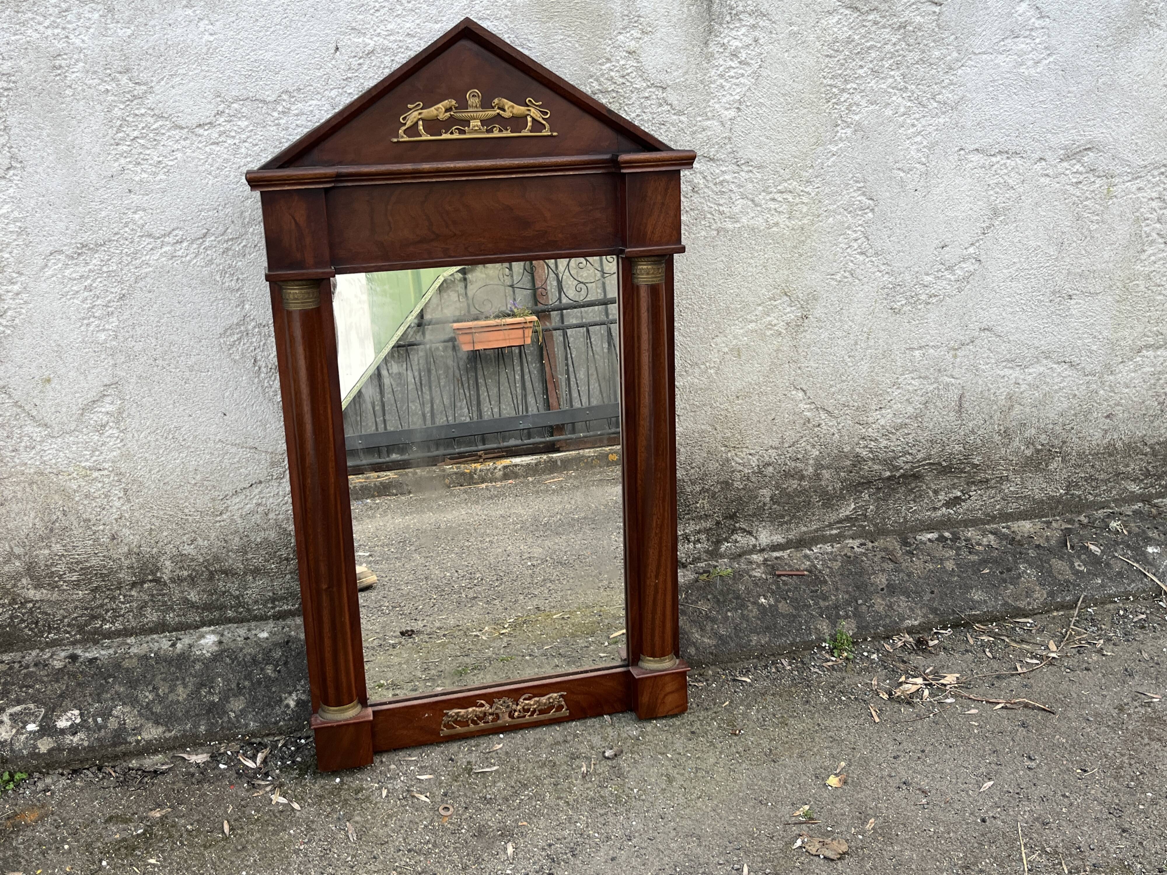 Empire mirror in mahogany and gilded bronze - Detached columns