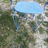 Large blue wrought iron garden furniture