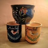 3 glazed terracotta cups with Savoie decoration