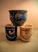 3 tasses terre cuite vernissée décor Savoie