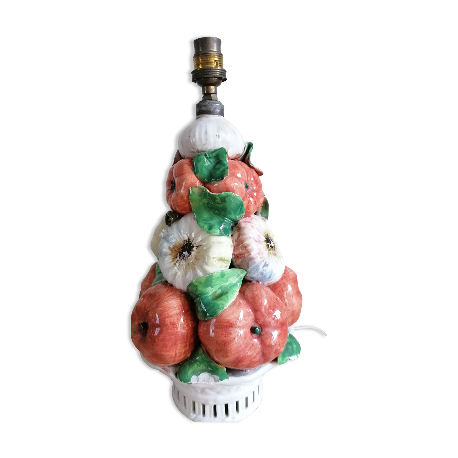 Pied de lampe  "corbeille de légumes"
