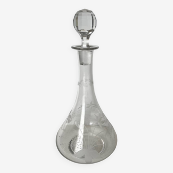 Etched glass carafe