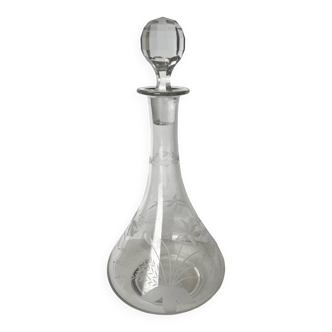 Etched glass carafe