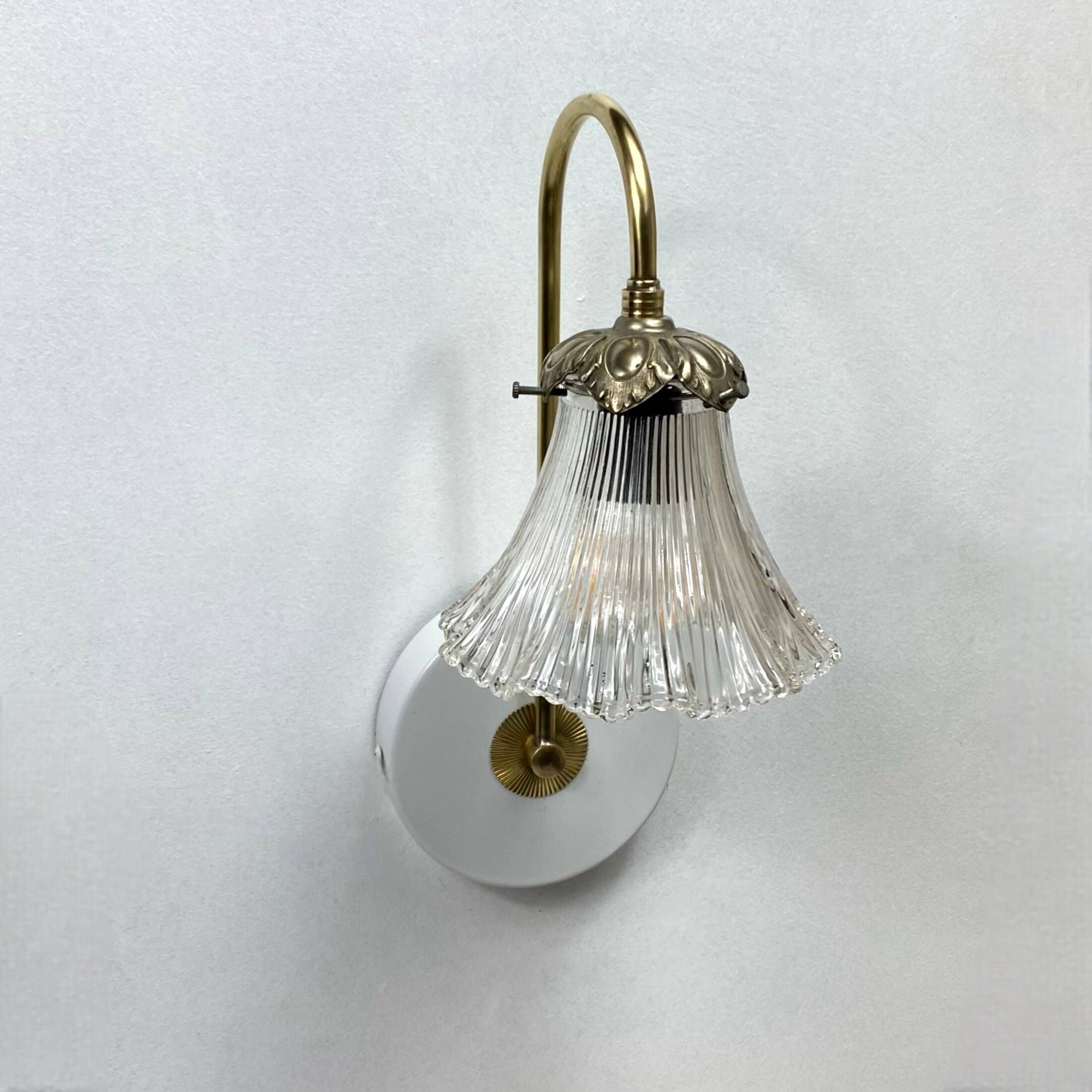 Old wall light swan neck brass tulip transparent glass vintage decoration LAMP-7177