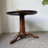 Empire walnut and marble pedestal table, late 19th century