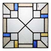 Panneau en verre plombé Art Déco avec motif géométrique en croix, Belgique, vers 1920